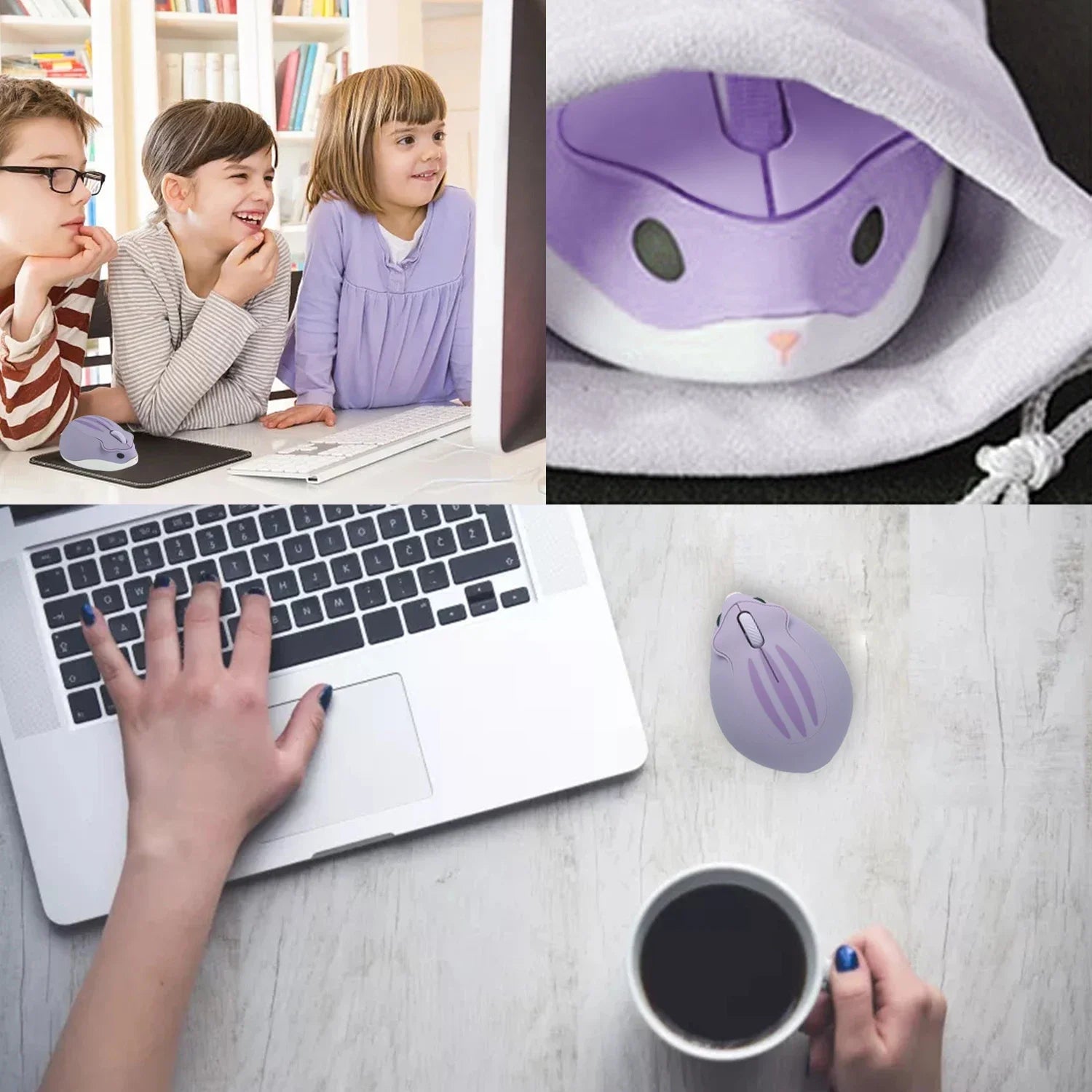 Bluetooth 2.4G Wireless Silent Mouse Cute Hamster Design Lightweight Mini Girls Mice For Laptop Computer