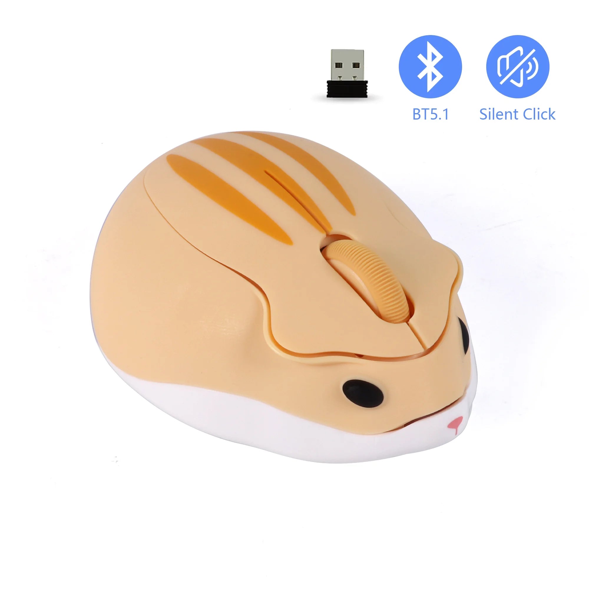 Bluetooth 2.4G Wireless Silent Mouse Cute Hamster Design Lightweight Mini Girls Mice For Laptop Computer