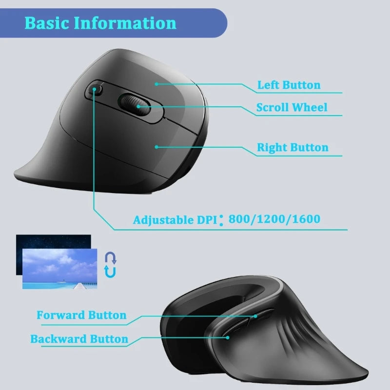 Right Hand Vertical Mouse Ergonomic Gaming Mouse USB Optical Wrist Healthy Mice Mause For PC
