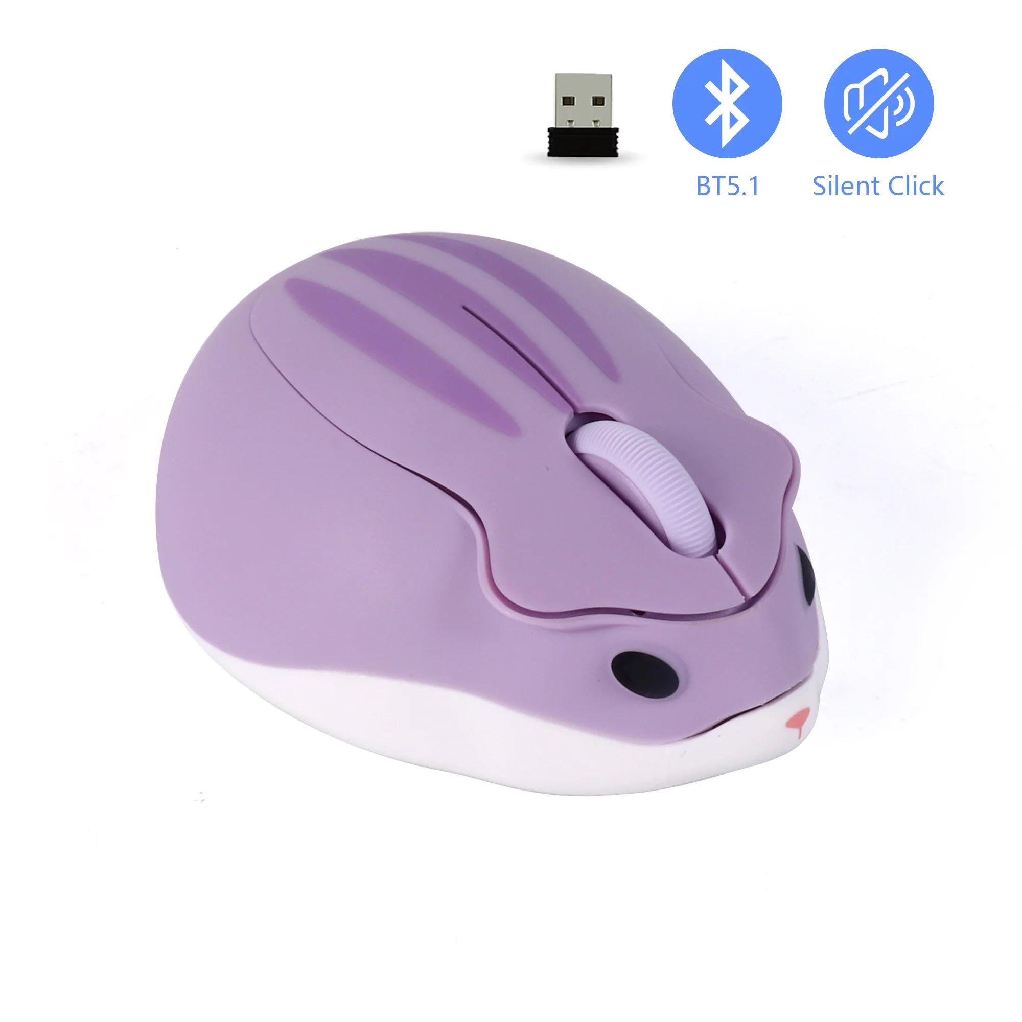 Bluetooth 2.4G Wireless Silent Mouse Cute Hamster Design Lightweight Mini Girls Mice For Laptop Computer